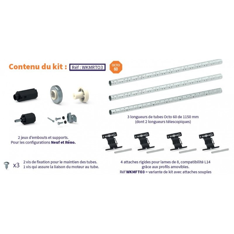 KIT MODERNISATION OCTO 60 -3 PARTIES LG MAX 2700MM WKMRTO3TUBE OCTO 60 ZURFLUH-FELLER