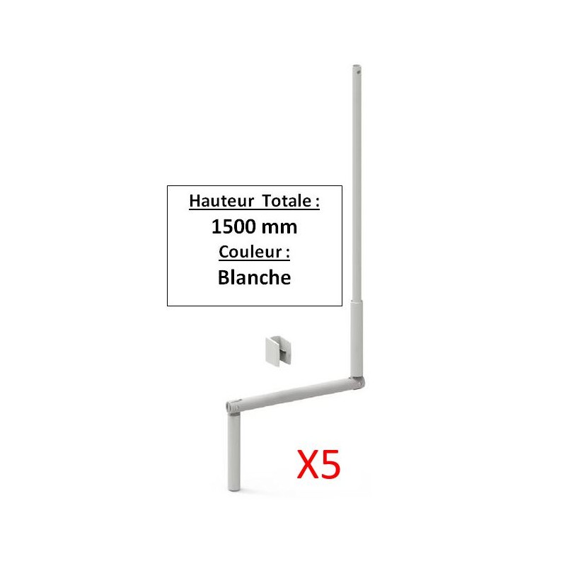 LOT DE 5 MANIVELLES BLANCHE SELECTALU. LGR TOTALE 1500 E801GAX5Diamètre Exter 12 ZURFLUH-FELLER